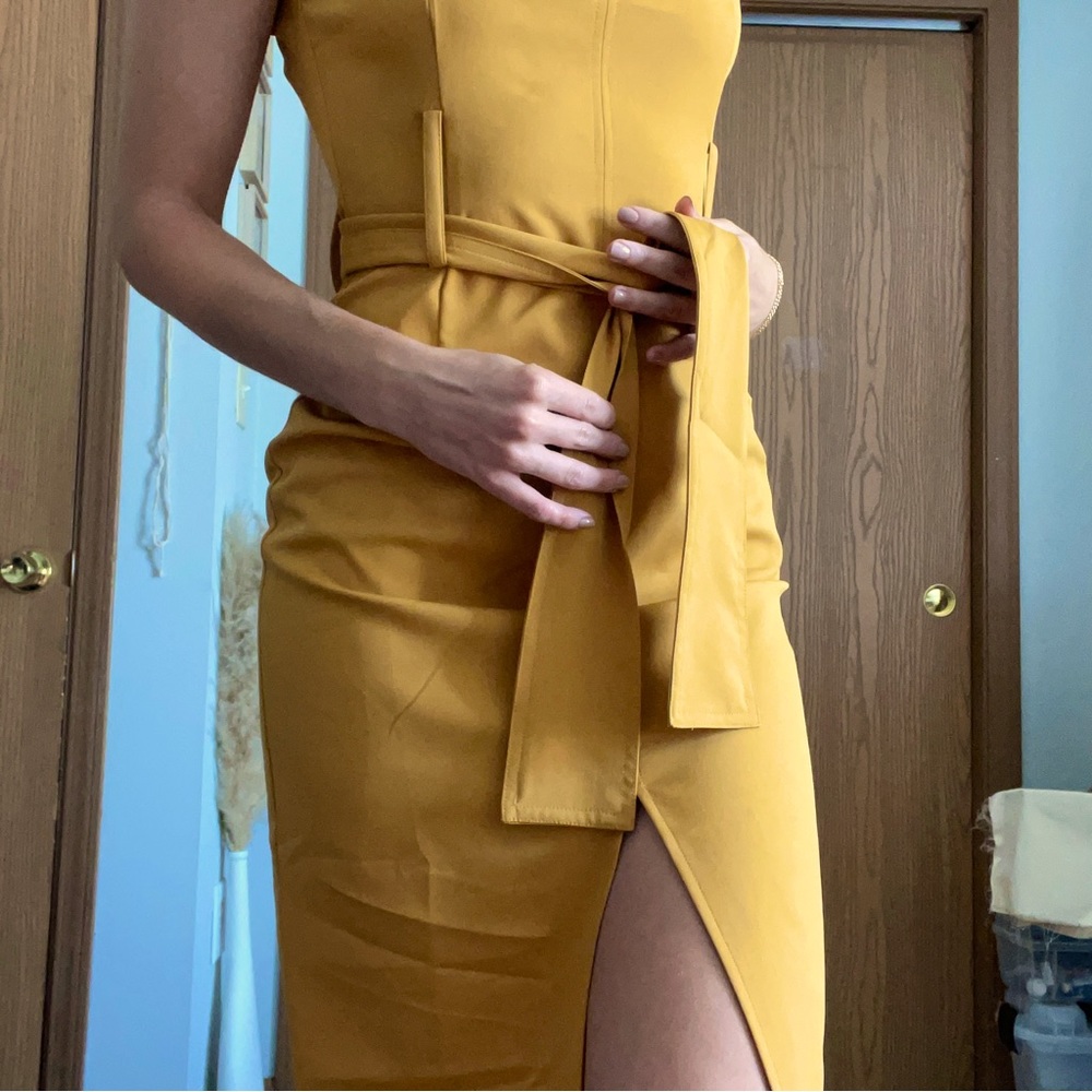 NWT Mustard Tie Waste Dress